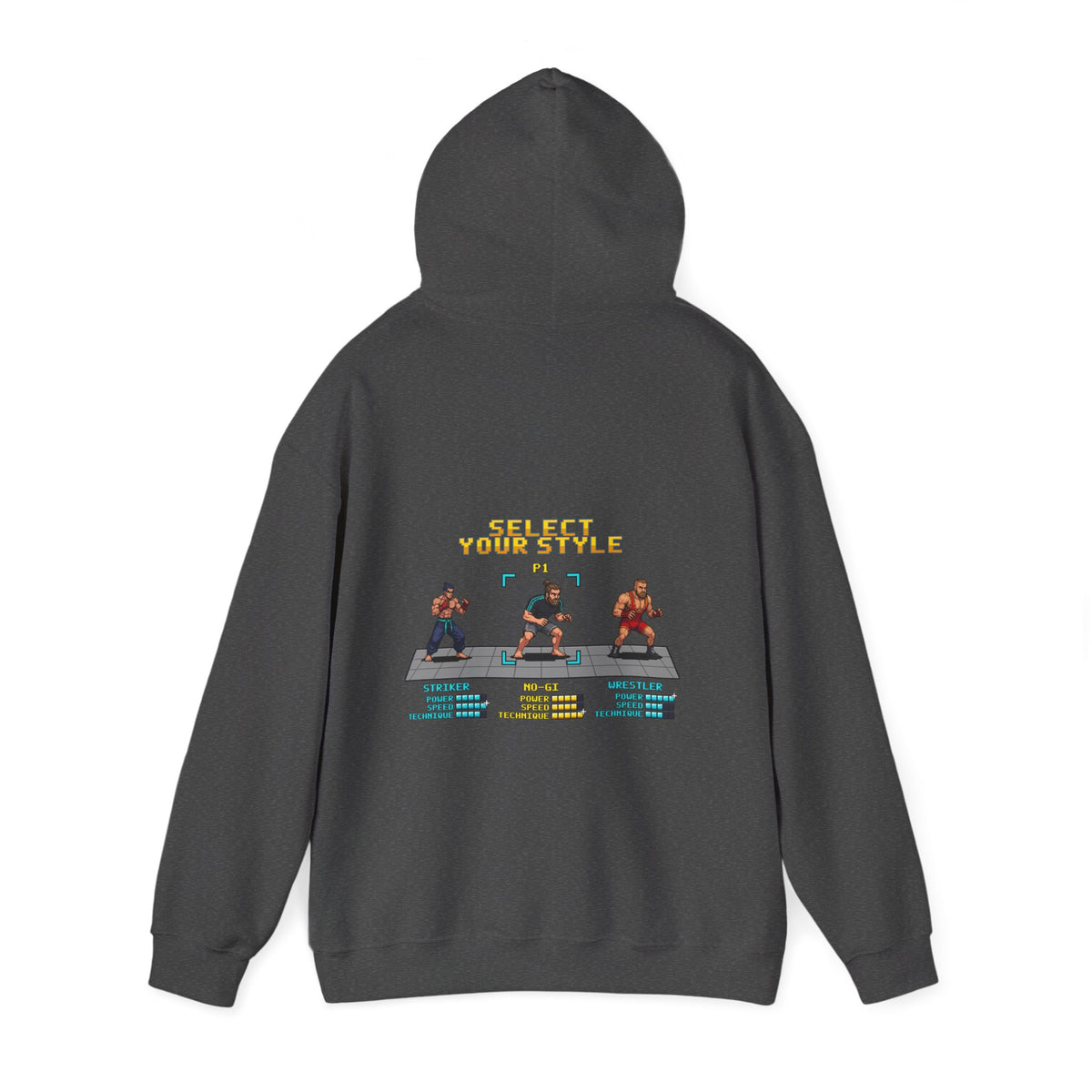 No Gi BJJ Hoodie - Select Your Style: No-Gi - Retro Pixel Art Hoodie