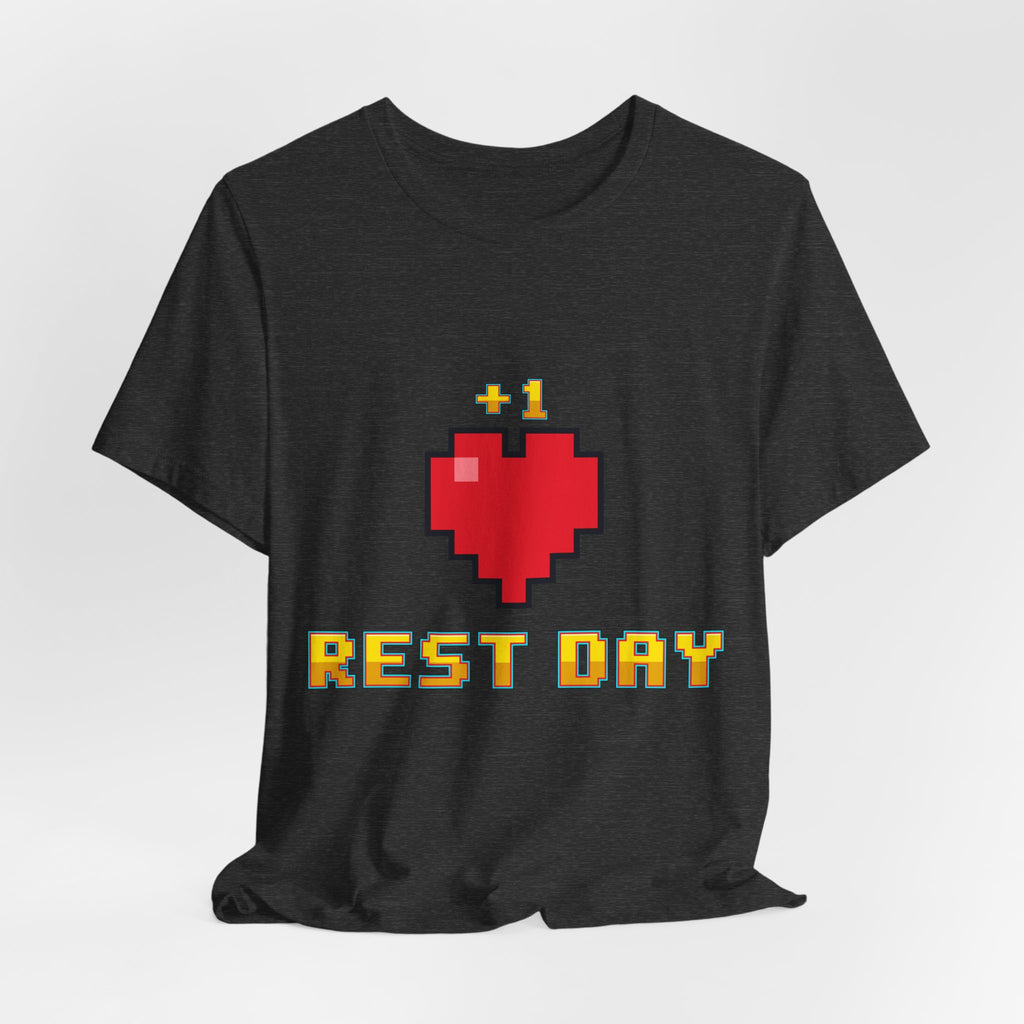 Gym Shirt - Rest Day +1 Life - Retro Pixel Art Tee