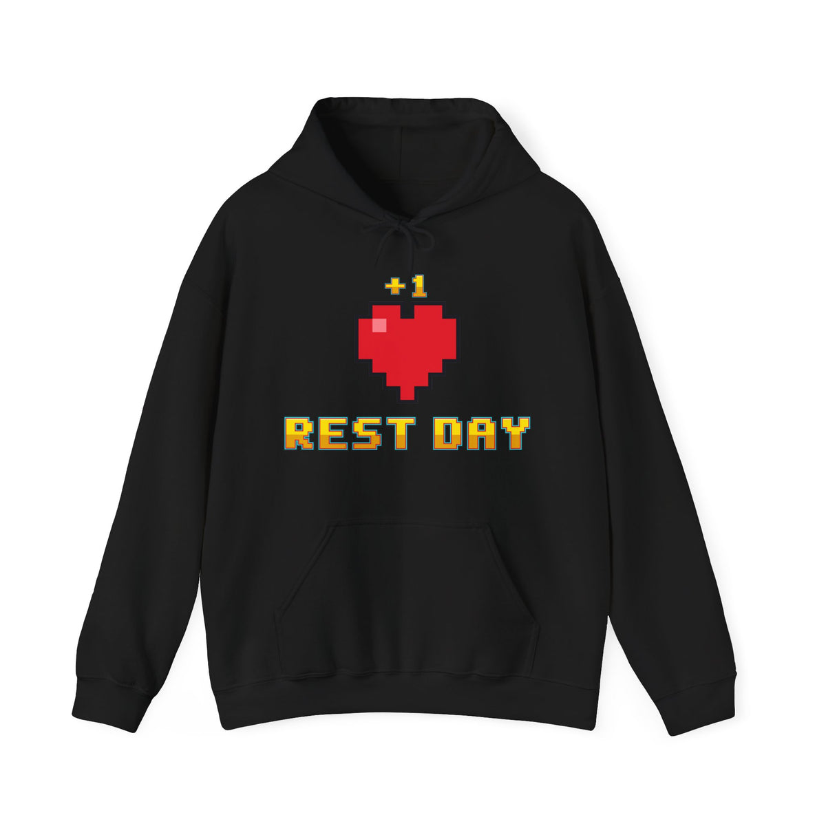 Gym Hoodie - Rest Day +1 Life - Retro Pixel Art Hoodie