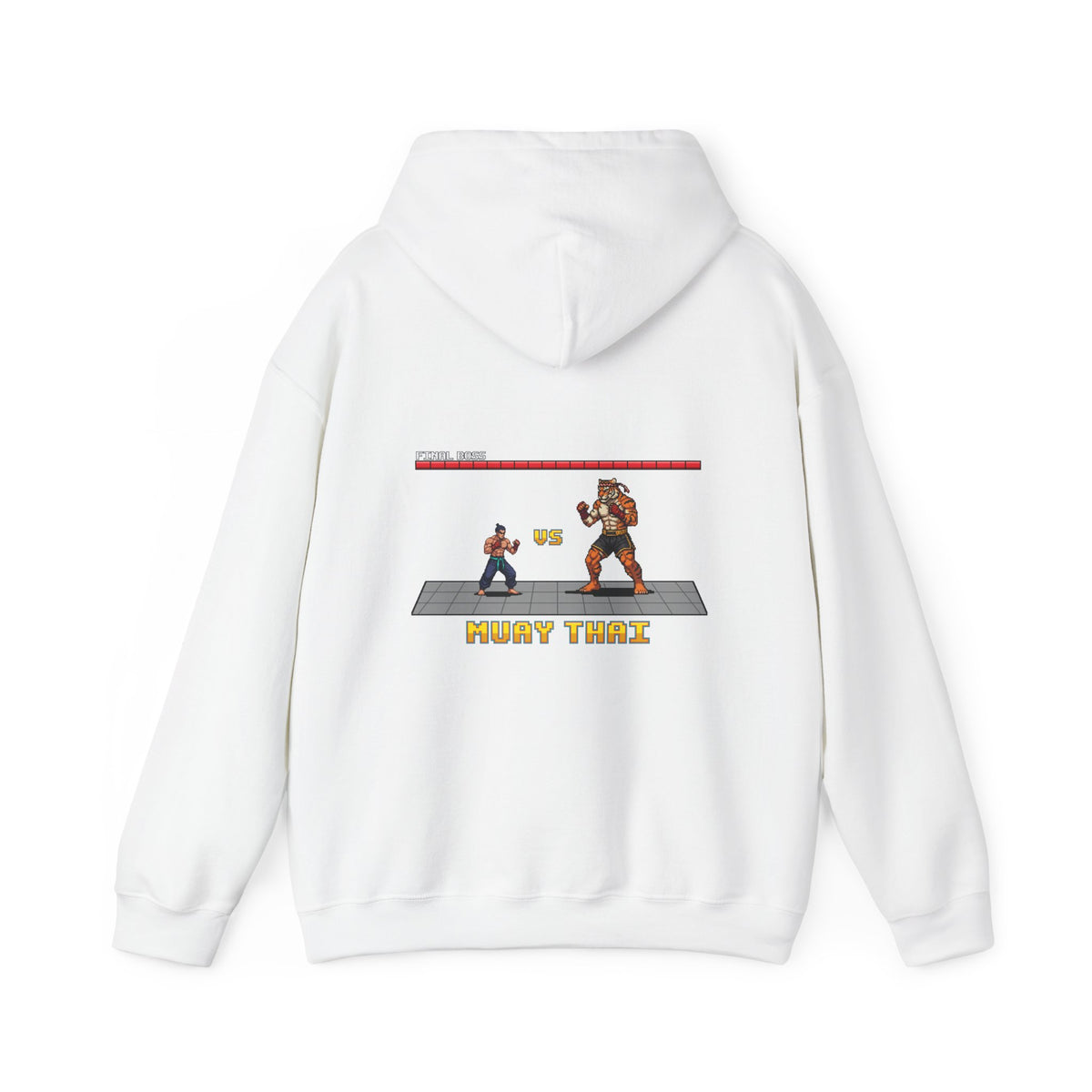 Muay Thai Hoodie - Final Boss Tiger - Retro Pixel Art Hoodie