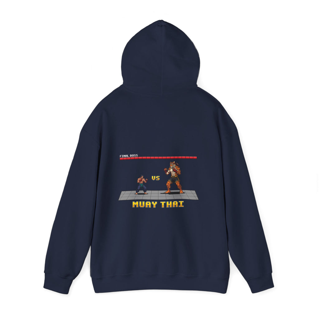 Muay Thai Hoodie - Final Boss Tiger - Retro Pixel Art Hoodie