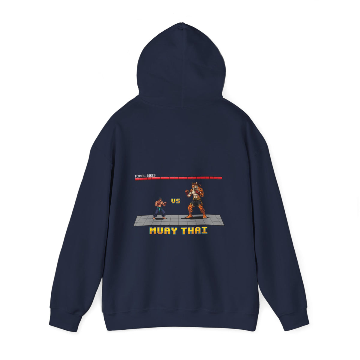 Muay Thai Hoodie - Final Boss Tiger - Retro Pixel Art Hoodie