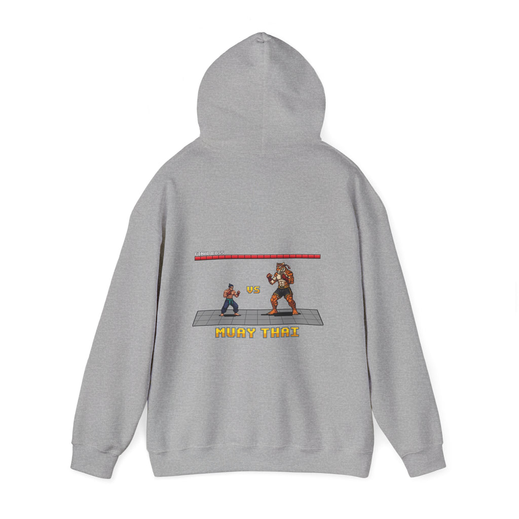 Muay Thai Hoodie - Final Boss Tiger - Retro Pixel Art Hoodie