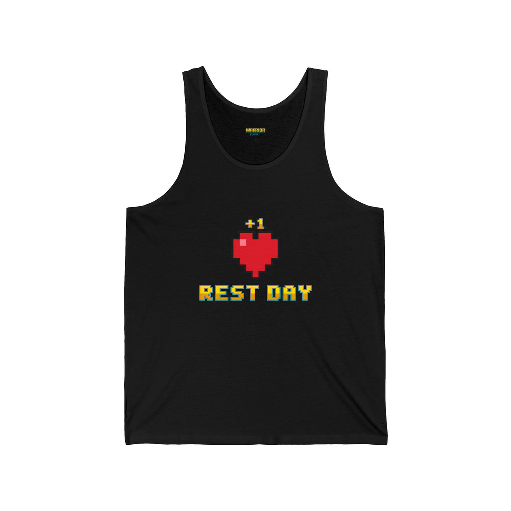 Gym Tank Top - Rest Day +1 Life - Retro Pixel Art Workout Tank
