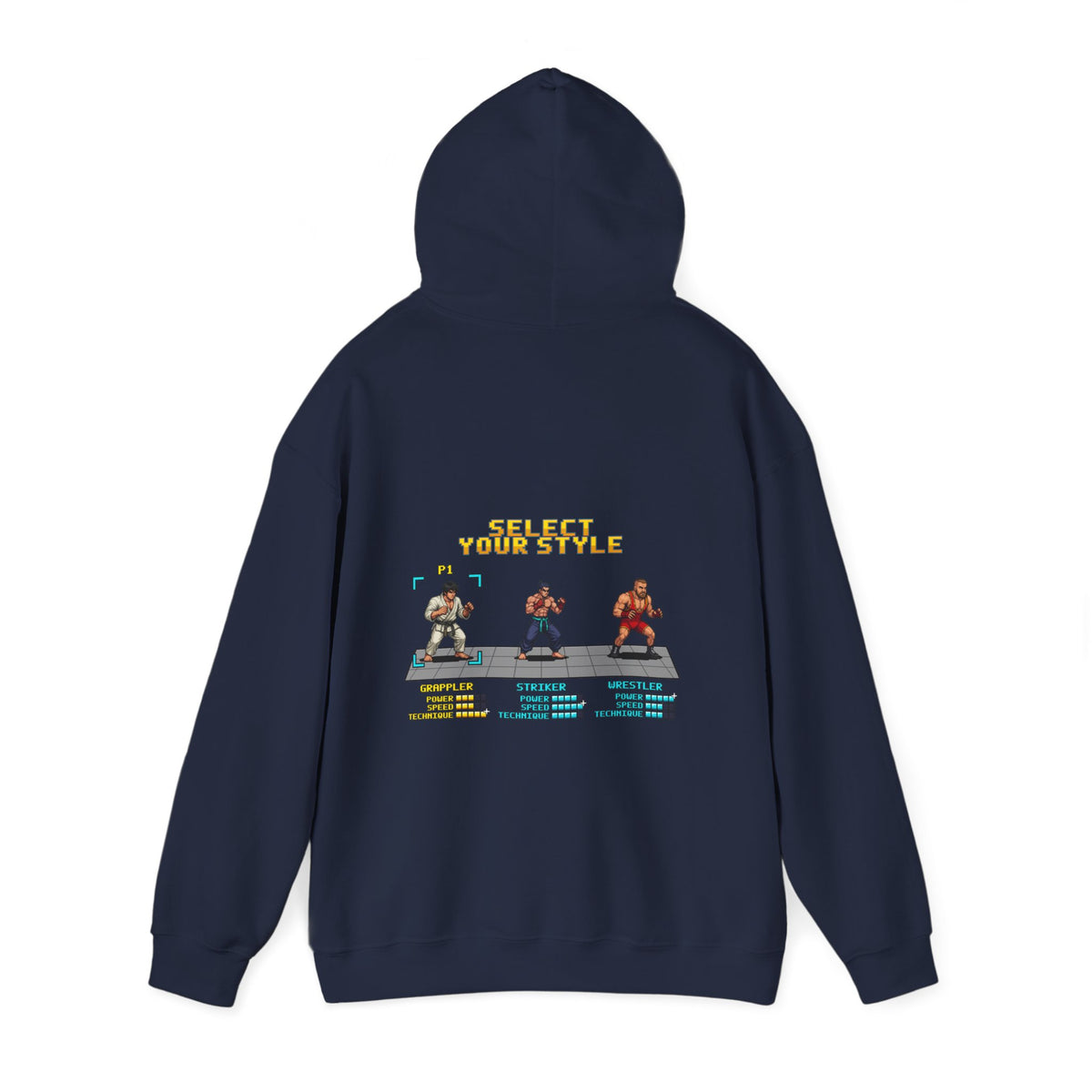 BJJ Hoodie - Select Your Style: Grappler - Retro Pixel Art Hoodie
