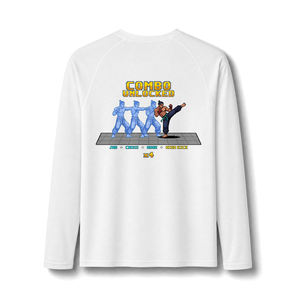 Kickboxing Rash Guard - Combo Unlocked - Pixel Art Rashguard