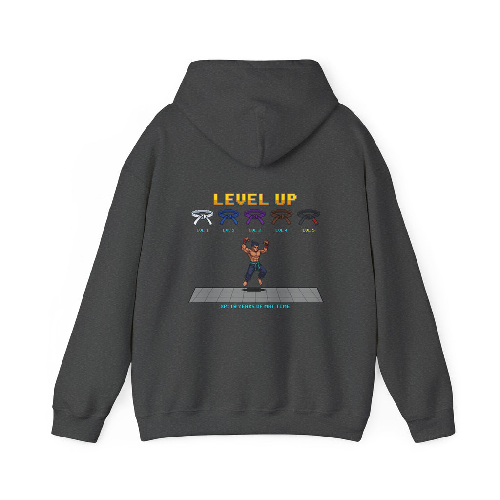 BJJ Hoodie - Level Up Belt Ranks - Retro Pixel Art Hoodie