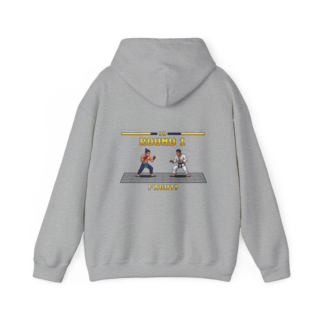 MMA Hoodie - Round 1: Muay Thai vs Jiu Jitsu - Retro Pixel Art Hoodie