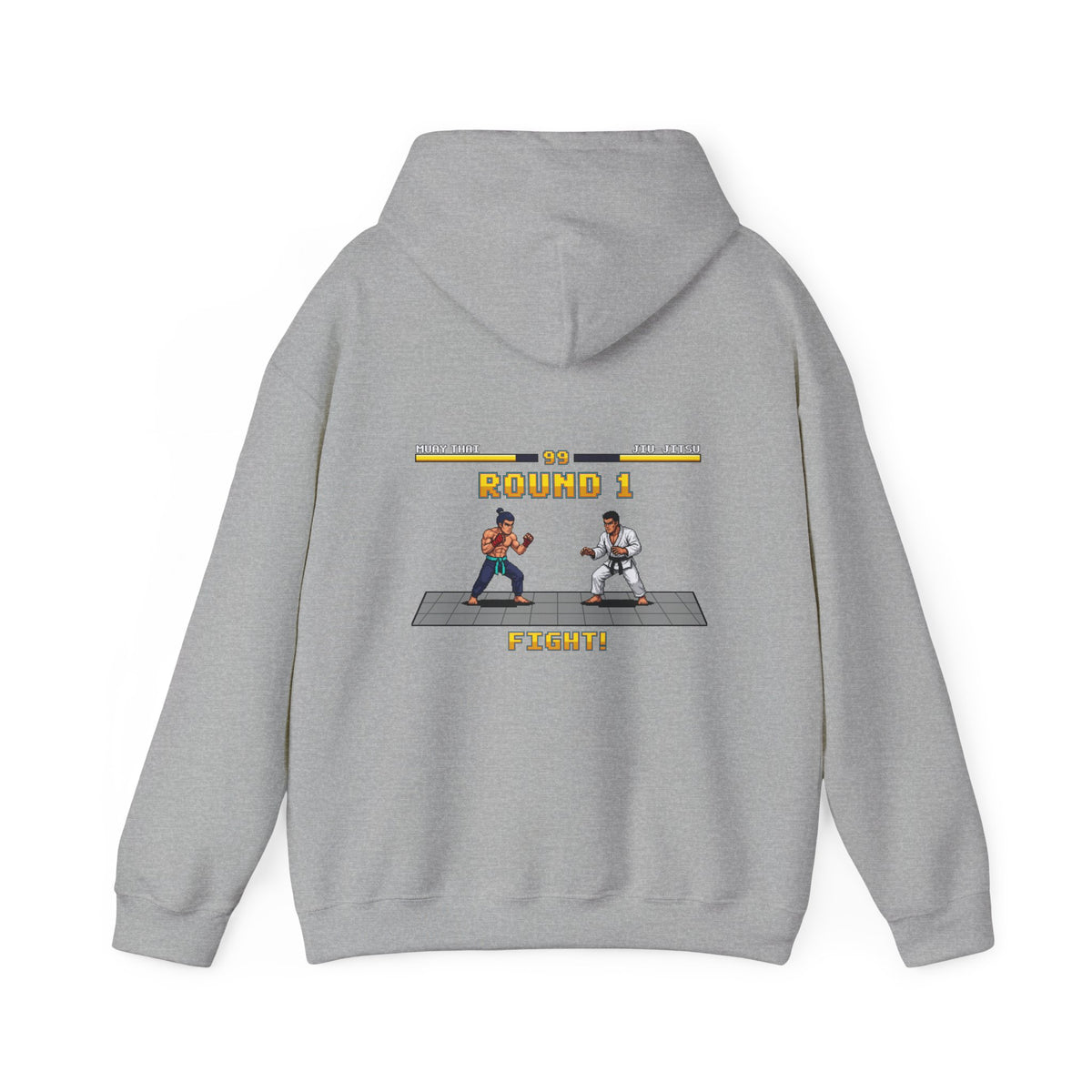 MMA Hoodie - Round 1: Muay Thai vs Jiu Jitsu - Retro Pixel Art Hoodie