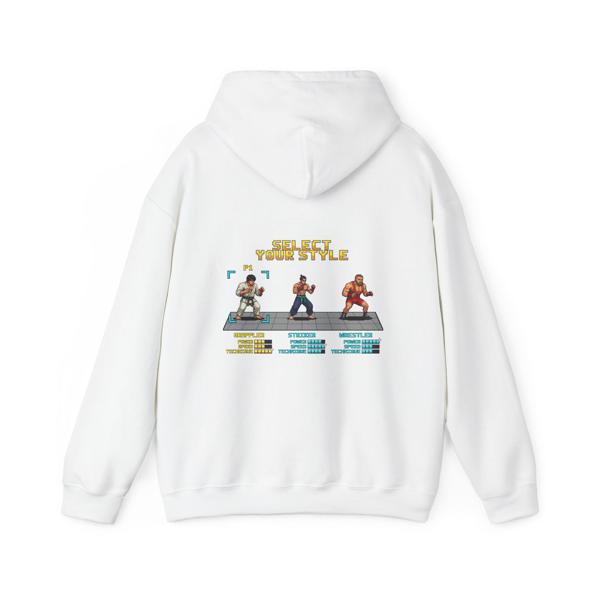 BJJ Hoodie - Select Your Style: Grappler - Retro Pixel Art Hoodie