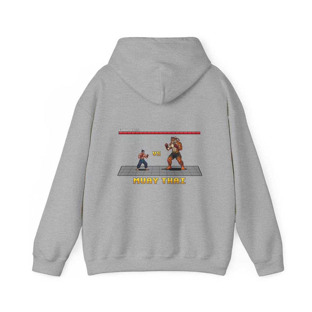 Muay Thai Hoodie - Final Boss Tiger - Retro Pixel Art Hoodie