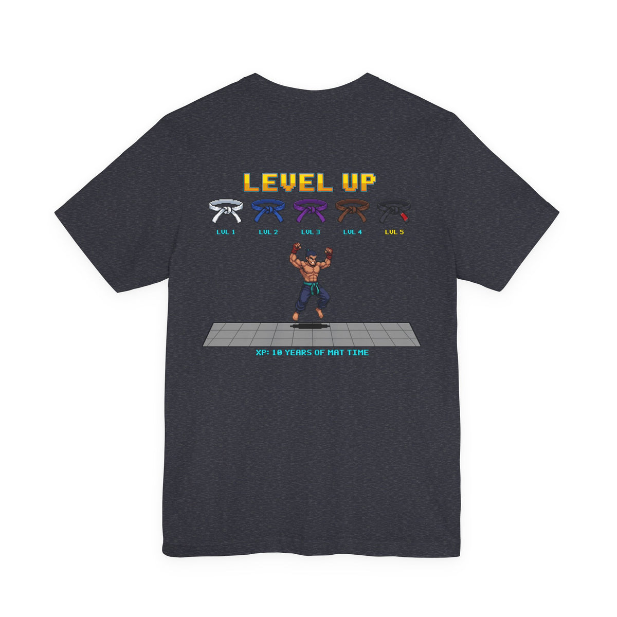 BJJ Shirt - Level Up Belt Ranks - Retro Pixel Art Tee