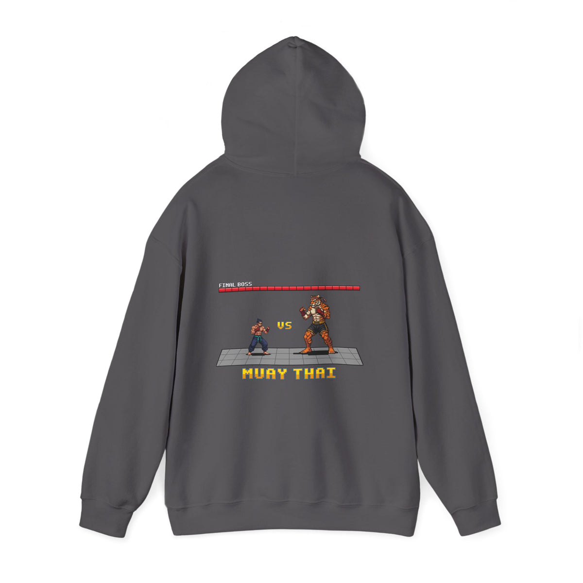 Muay Thai Hoodie - Final Boss Tiger - Retro Pixel Art Hoodie