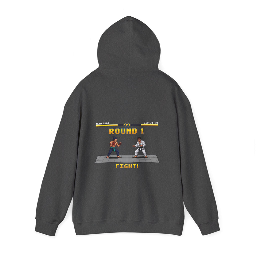 MMA Hoodie - Round 1: Muay Thai vs Jiu Jitsu - Retro Pixel Art Hoodie