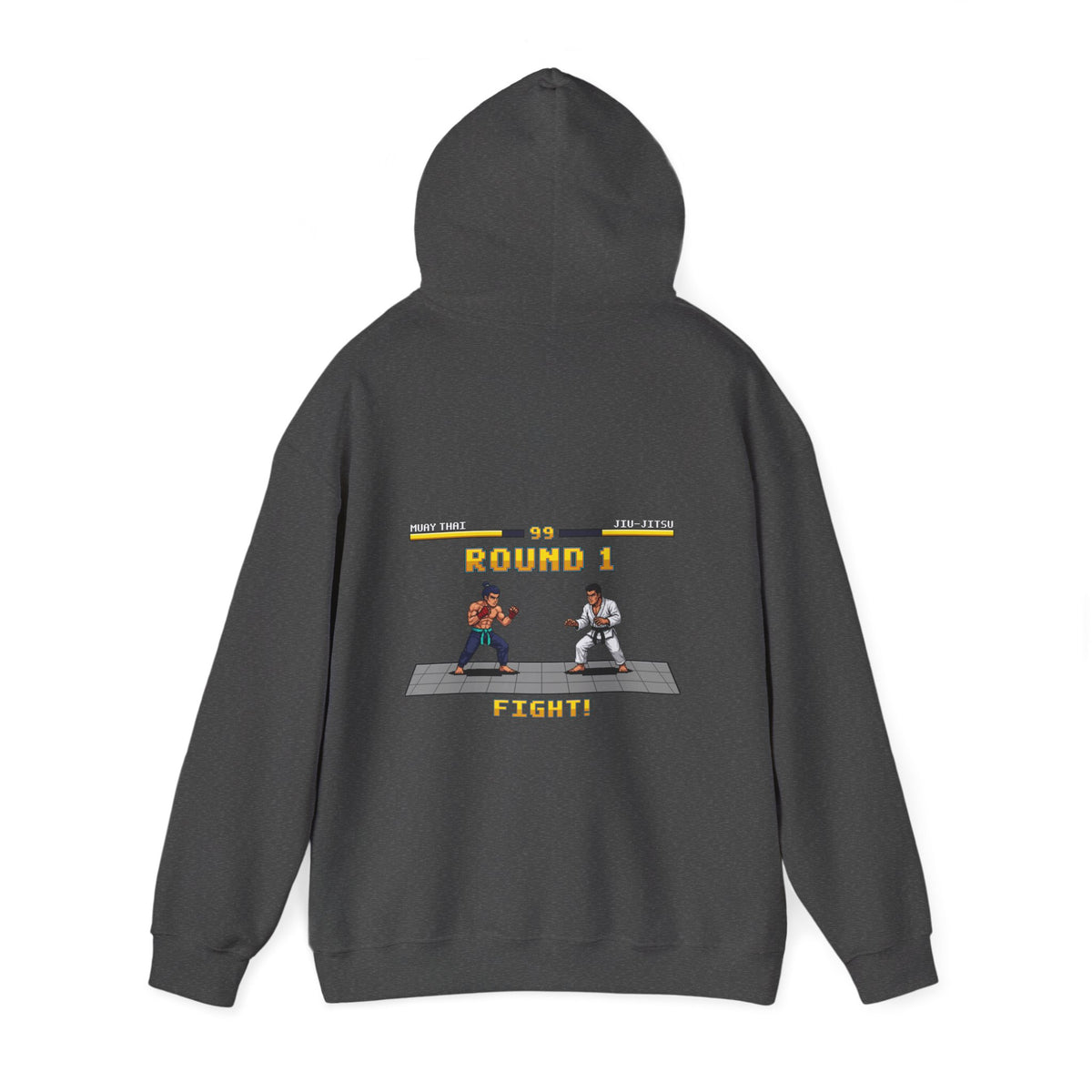 MMA Hoodie - Round 1: Muay Thai vs Jiu Jitsu - Retro Pixel Art Hoodie