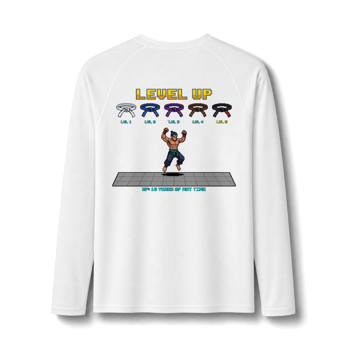 BJJ Rash Guard - Level Up Belt Ranks - Pixel Art Rashguard