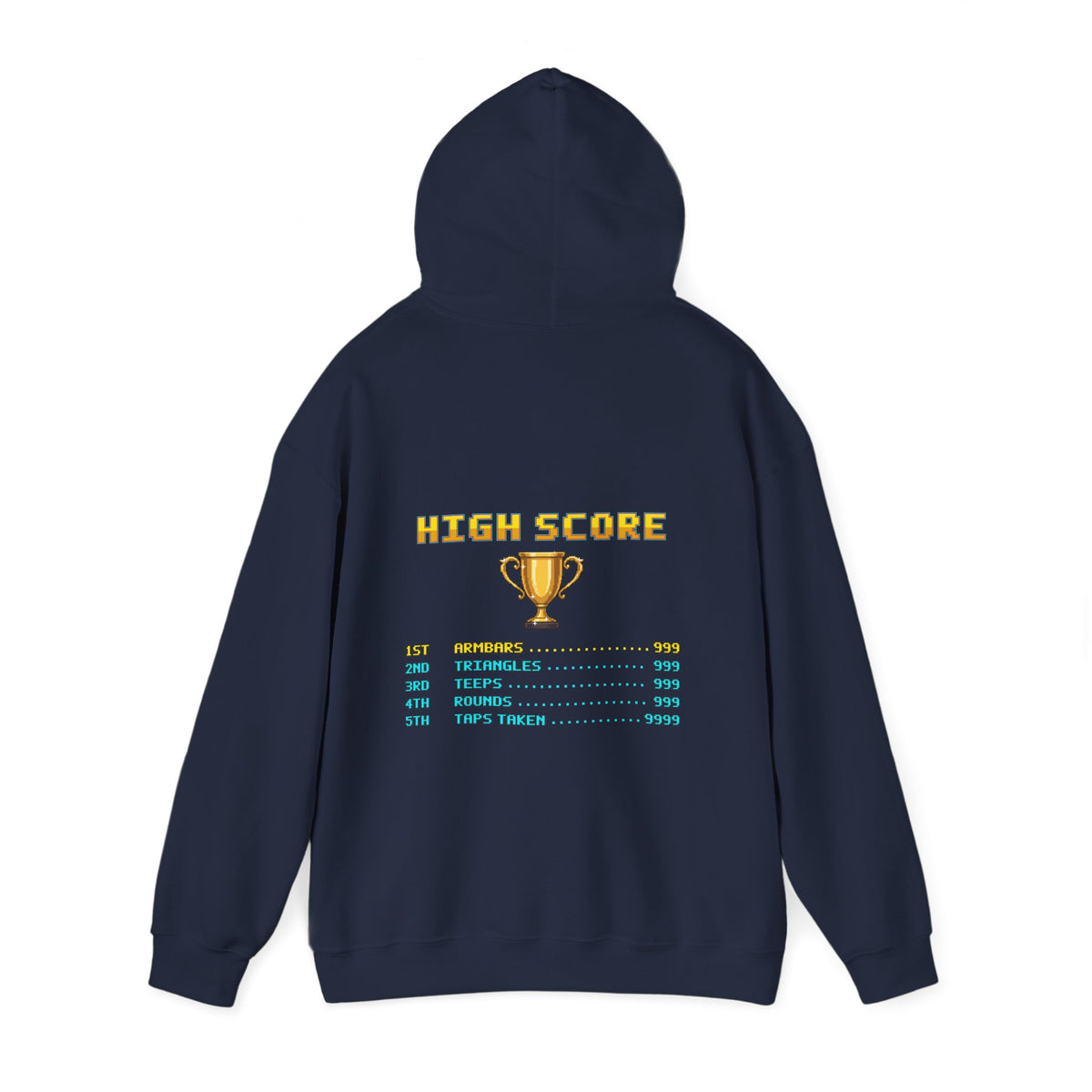 BJJ Hoodie - High Score: Armbars and Triangles - Retro Pixel Art Hoodie
