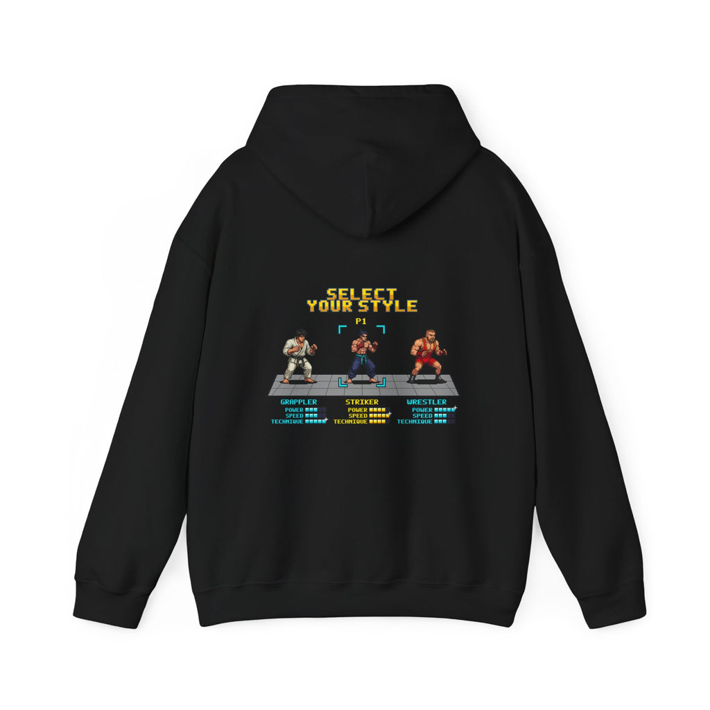 MMA Hoodie - Select Your Style: Striker - Retro Pixel Art Hoodie