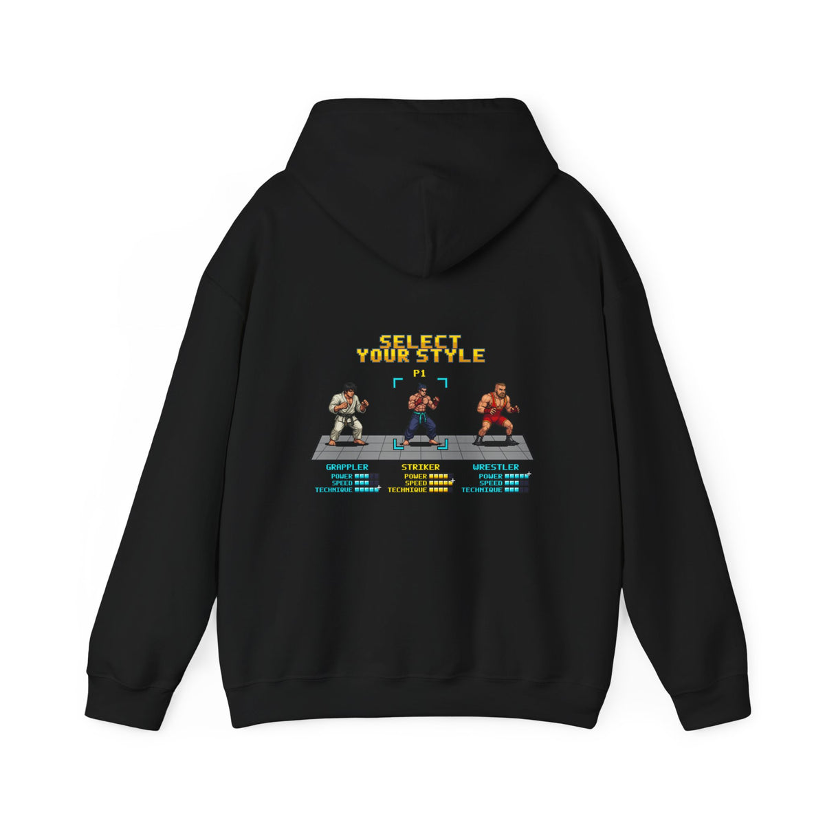 MMA Hoodie - Select Your Style: Striker - Retro Pixel Art Hoodie