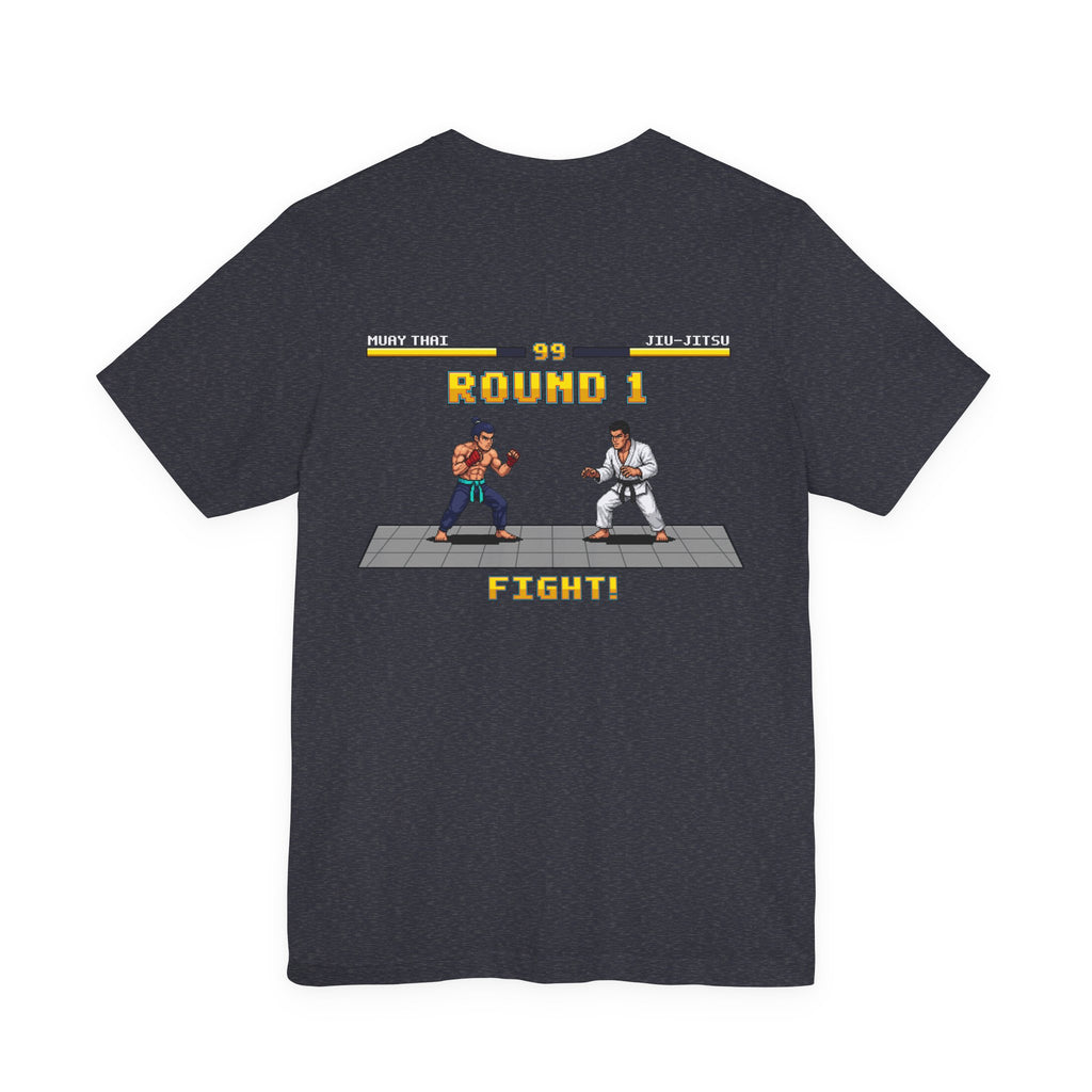 MMA Shirt - Round 1: Muay Thai vs Jiu Jitsu - Retro Pixel Art Tee