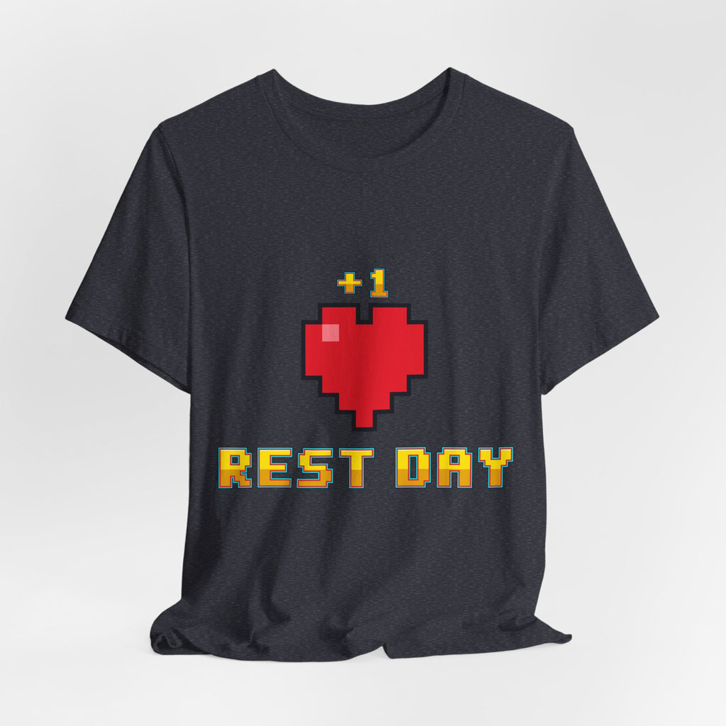 Gym Shirt - Rest Day +1 Life - Retro Pixel Art Tee