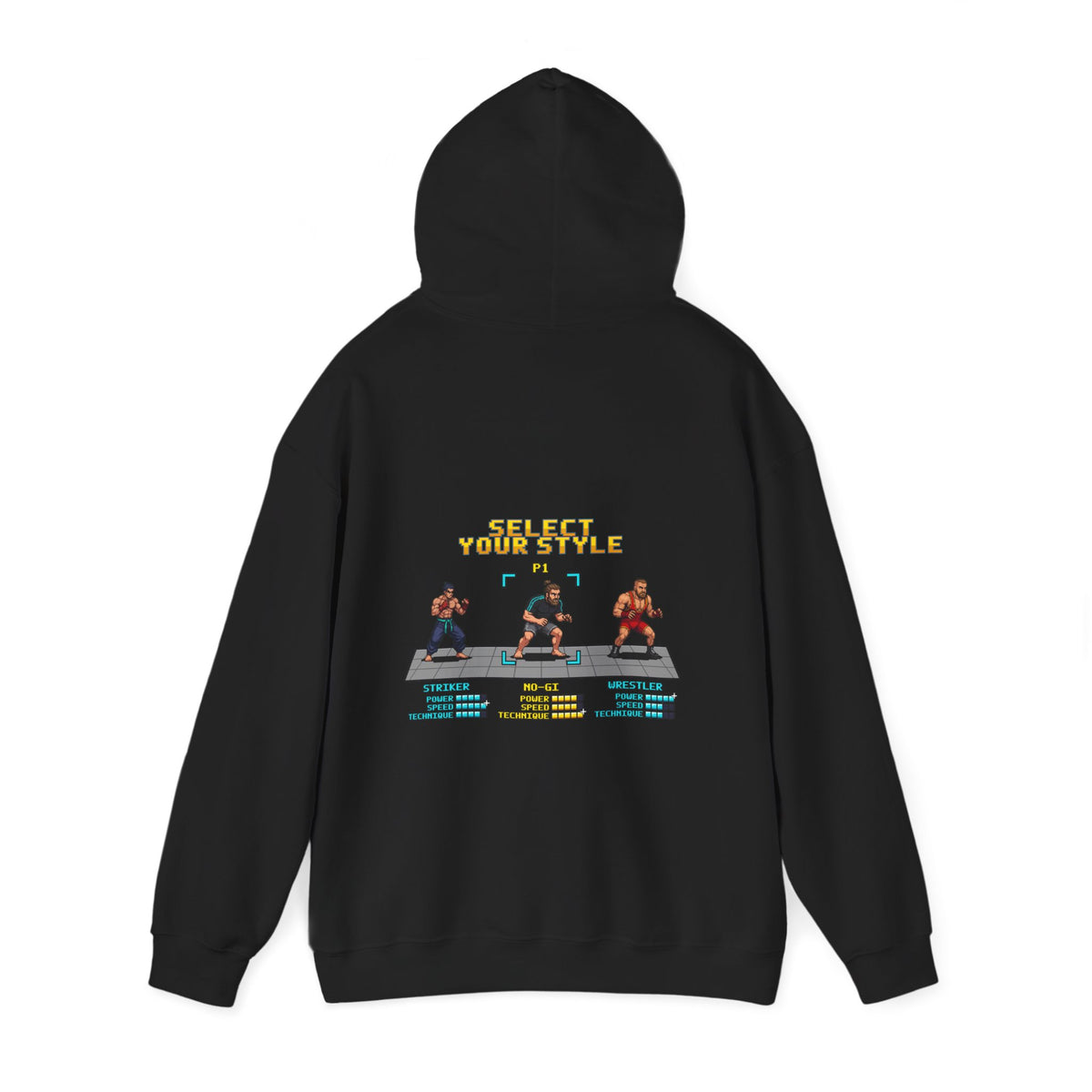 No Gi BJJ Hoodie - Select Your Style: No-Gi - Retro Pixel Art Hoodie