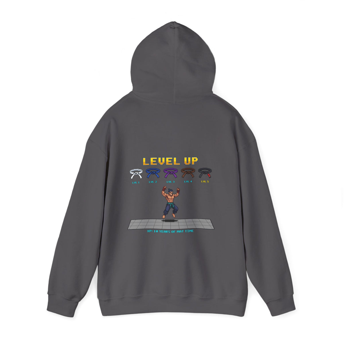BJJ Hoodie - Level Up Belt Ranks - Retro Pixel Art Hoodie