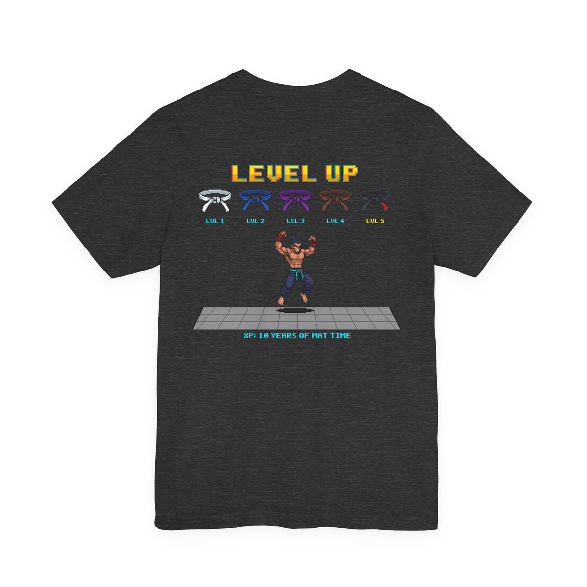 BJJ Shirt - Level Up Belt Ranks - Retro Pixel Art Tee