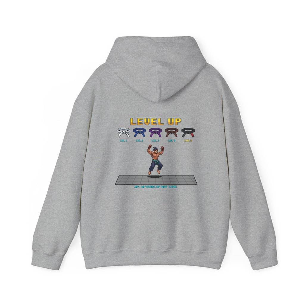 BJJ Hoodie - Level Up Belt Ranks - Retro Pixel Art Hoodie