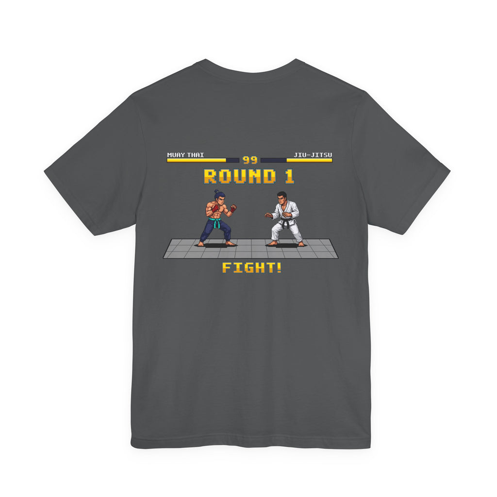 MMA Shirt - Round 1: Muay Thai vs Jiu Jitsu - Retro Pixel Art Tee