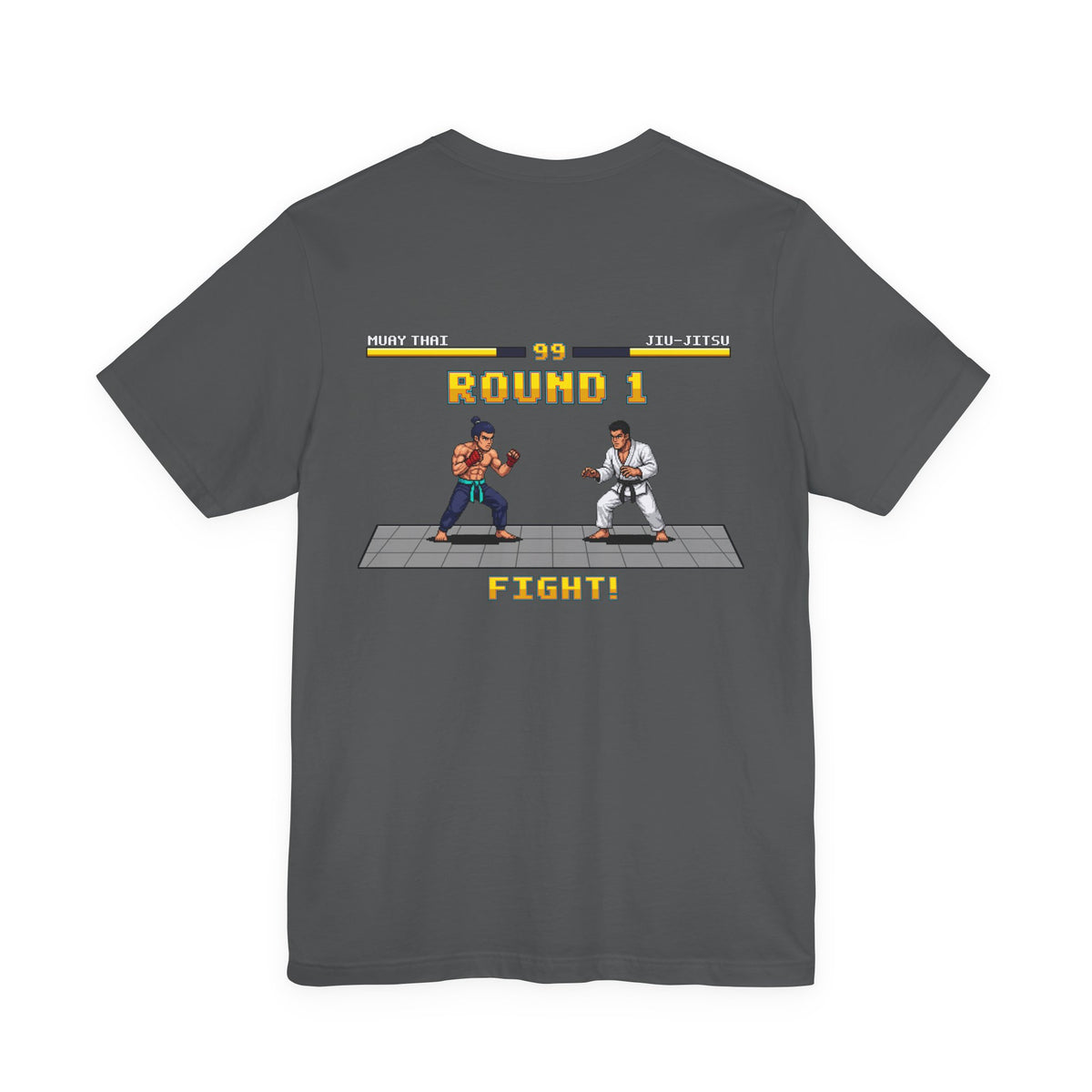 MMA Shirt - Round 1: Muay Thai vs Jiu Jitsu - Retro Pixel Art Tee