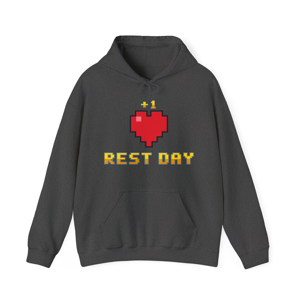 Gym Hoodie - Rest Day +1 Life - Retro Pixel Art Hoodie