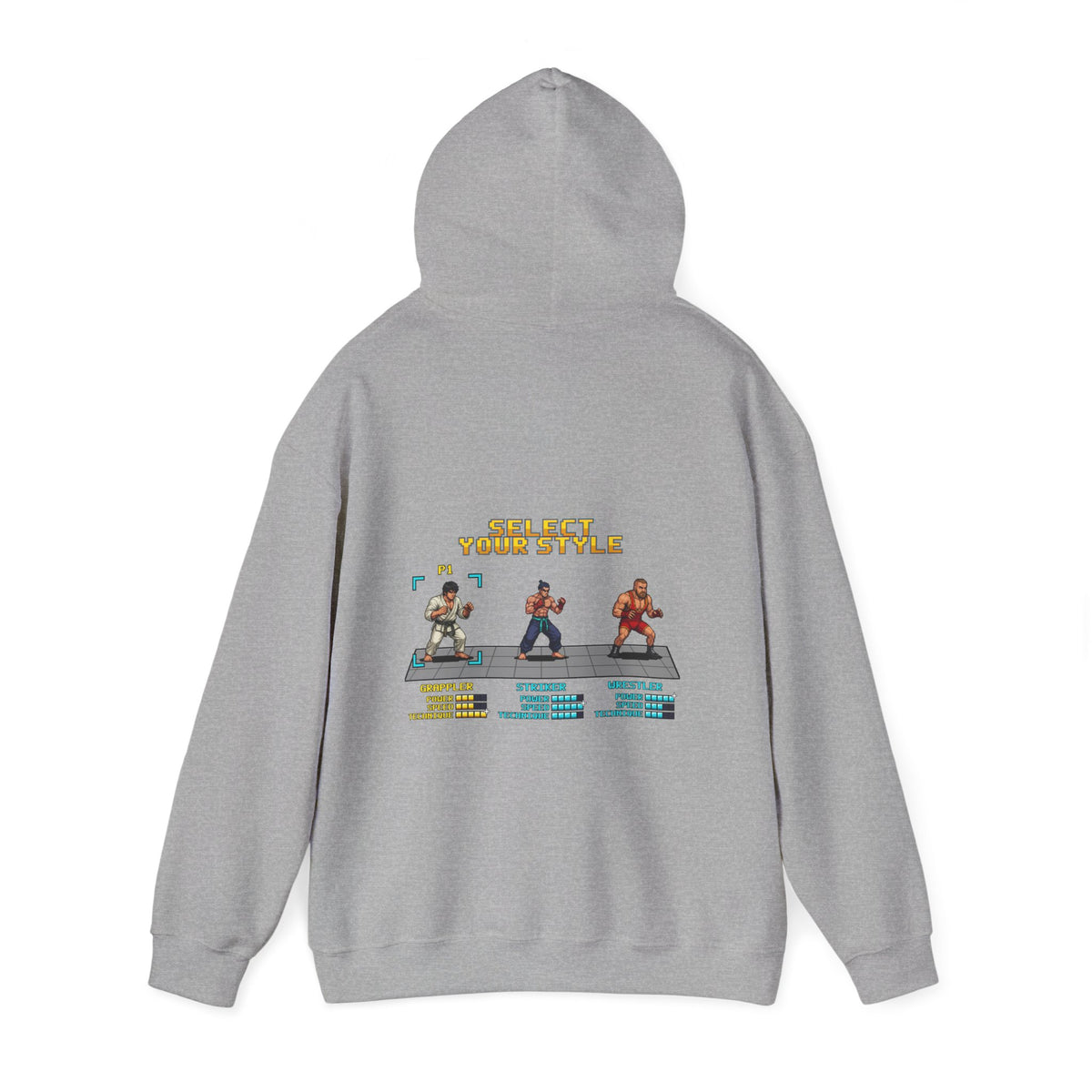 BJJ Hoodie - Select Your Style: Grappler - Retro Pixel Art Hoodie