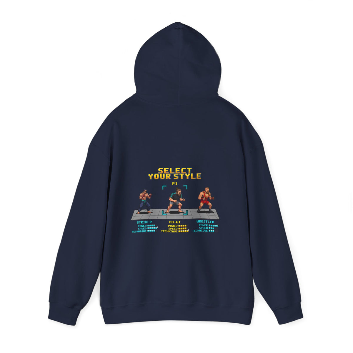 No Gi BJJ Hoodie - Select Your Style: No-Gi - Retro Pixel Art Hoodie