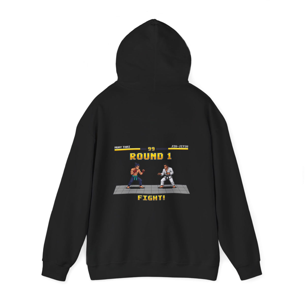 MMA Hoodie - Round 1: Muay Thai vs Jiu Jitsu - Retro Pixel Art Hoodie