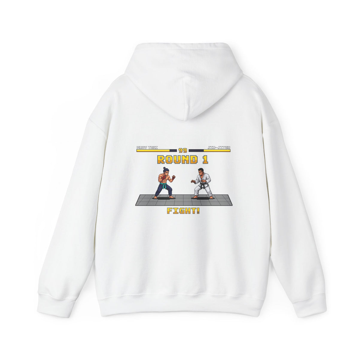 MMA Hoodie - Round 1: Muay Thai vs Jiu Jitsu - Retro Pixel Art Hoodie