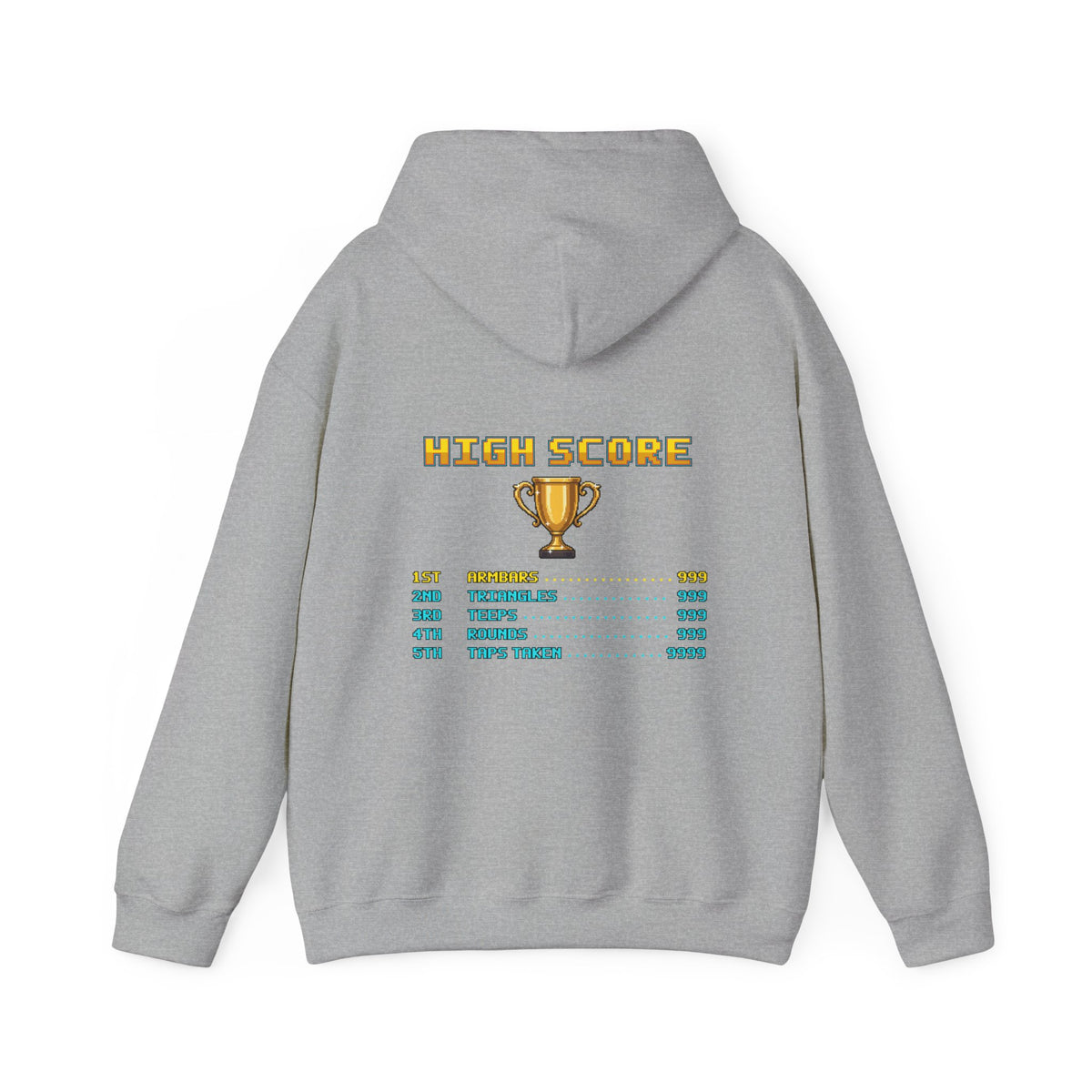 BJJ Hoodie - High Score: Armbars and Triangles - Retro Pixel Art Hoodie