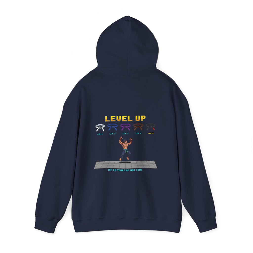 BJJ Hoodie - Level Up Belt Ranks - Retro Pixel Art Hoodie