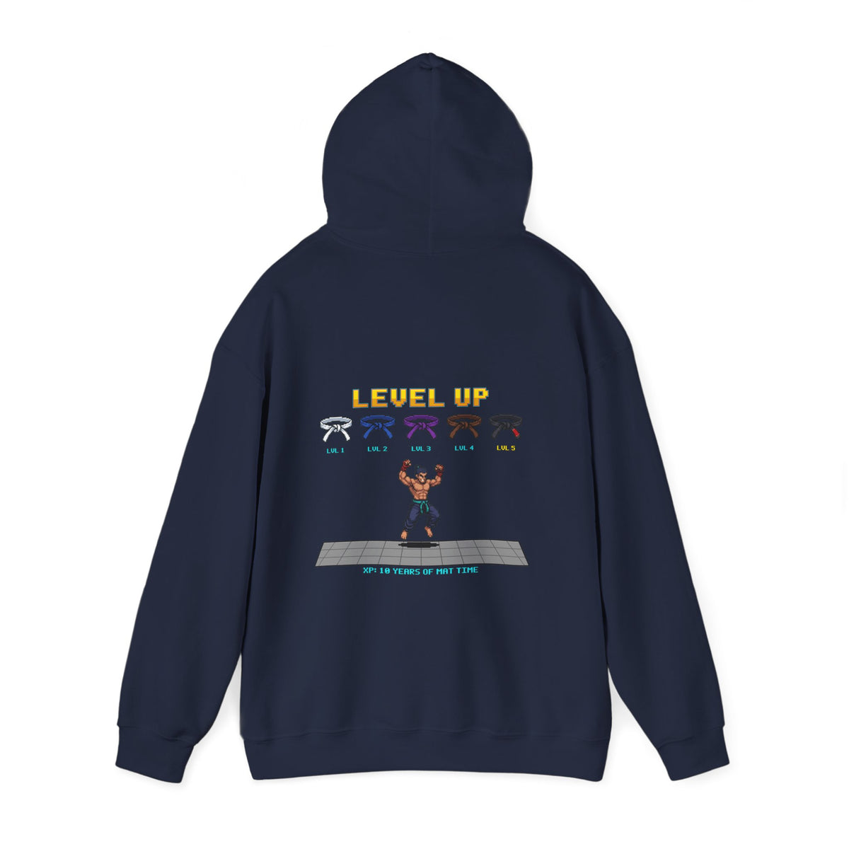 BJJ Hoodie - Level Up Belt Ranks - Retro Pixel Art Hoodie