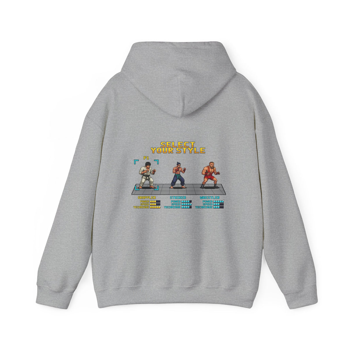 BJJ Hoodie - Select Your Style: Grappler - Retro Pixel Art Hoodie