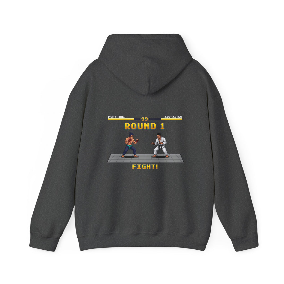 MMA Hoodie - Round 1: Muay Thai vs Jiu Jitsu - Retro Pixel Art Hoodie