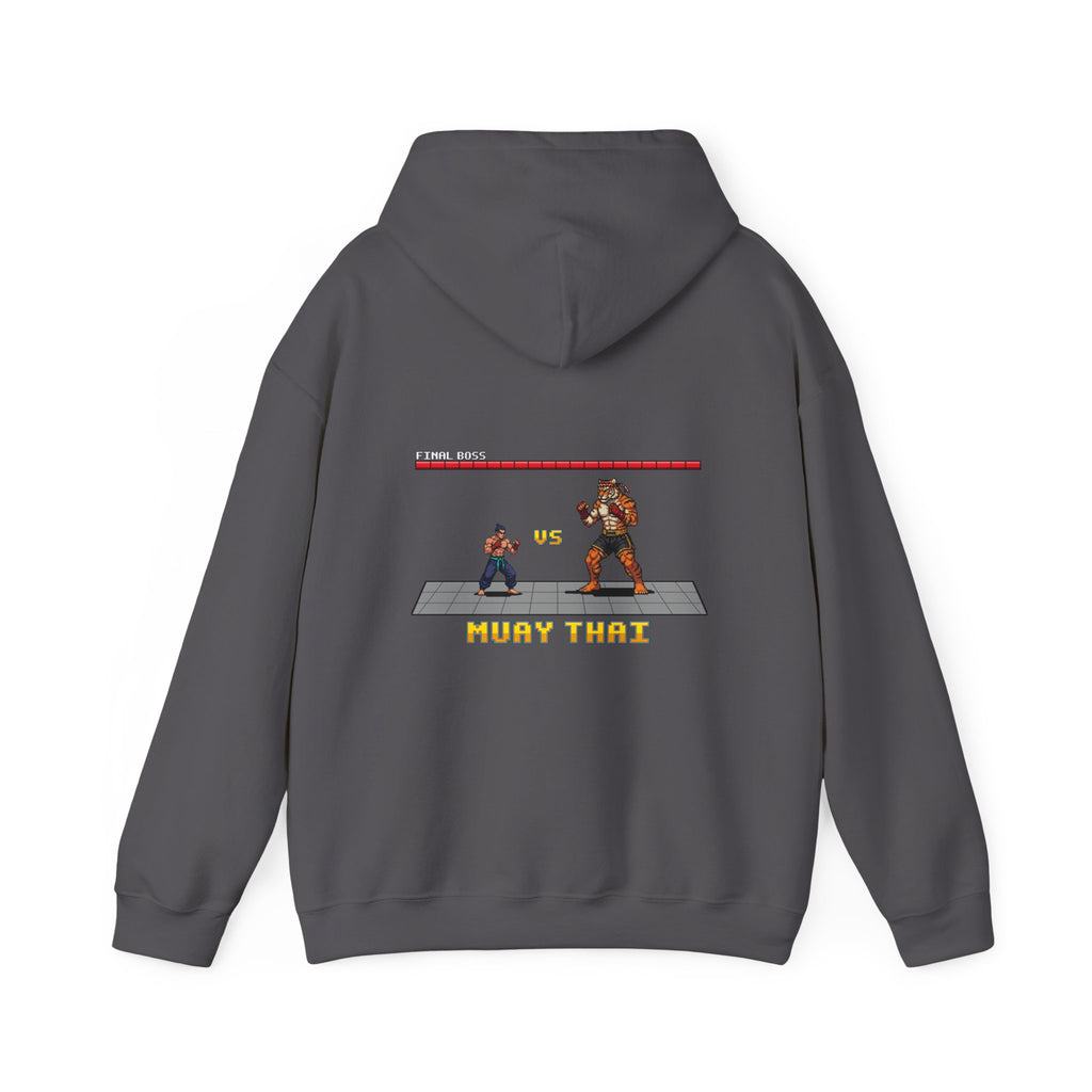 Muay Thai Hoodie - Final Boss Tiger - Retro Pixel Art Hoodie