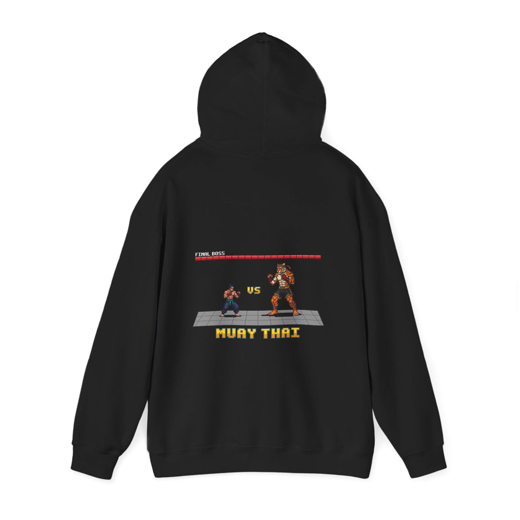 Muay Thai Hoodie - Final Boss Tiger - Retro Pixel Art Hoodie