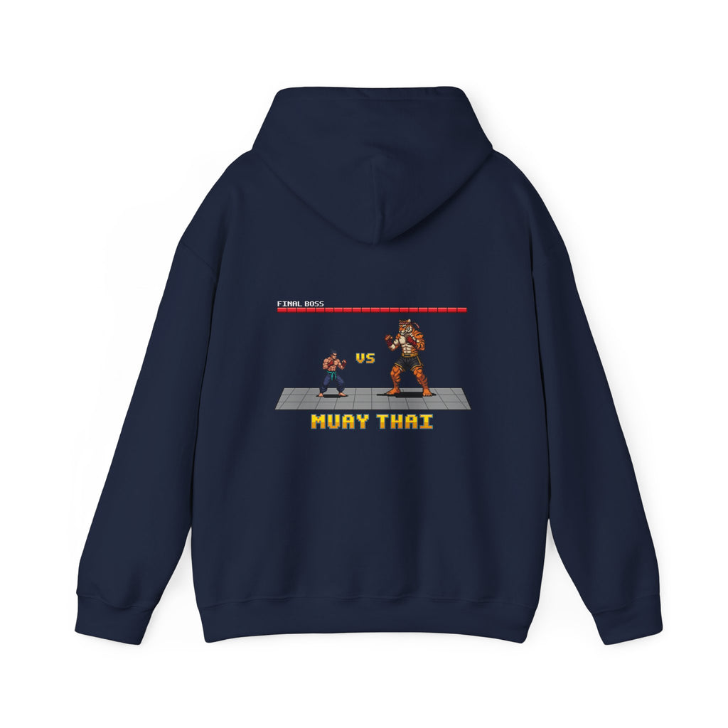 Muay Thai Hoodie - Final Boss Tiger - Retro Pixel Art Hoodie