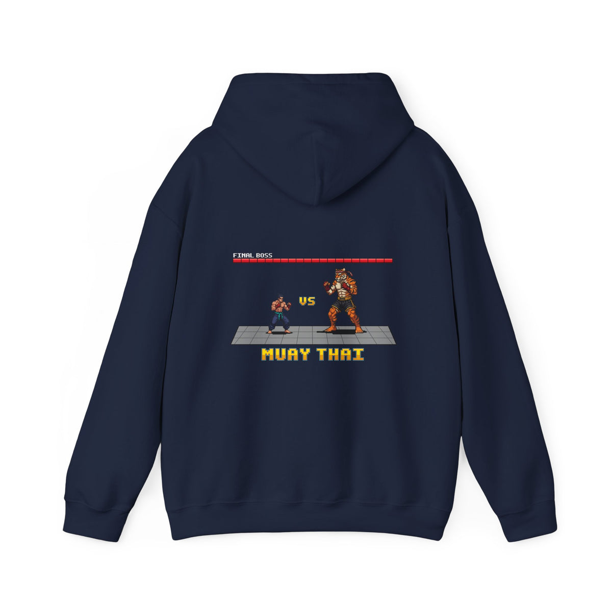 Muay Thai Hoodie - Final Boss Tiger - Retro Pixel Art Hoodie