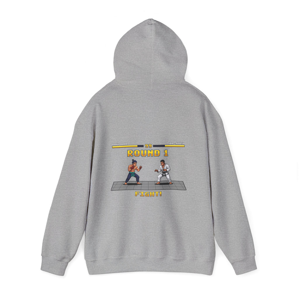 MMA Hoodie - Round 1: Muay Thai vs Jiu Jitsu - Retro Pixel Art Hoodie
