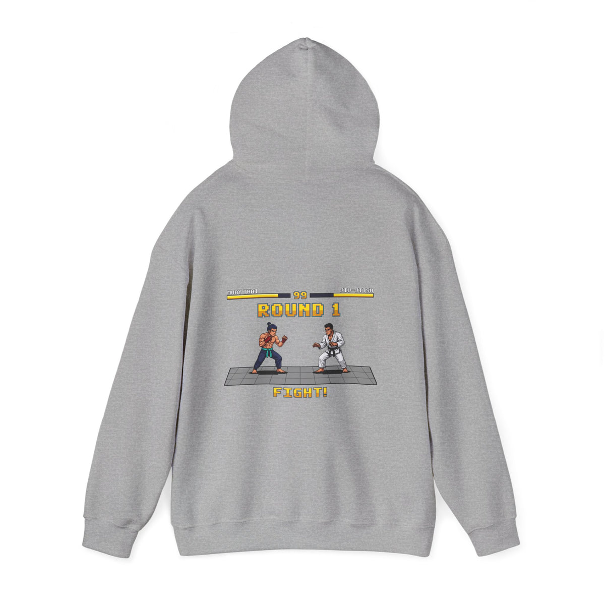 MMA Hoodie - Round 1: Muay Thai vs Jiu Jitsu - Retro Pixel Art Hoodie