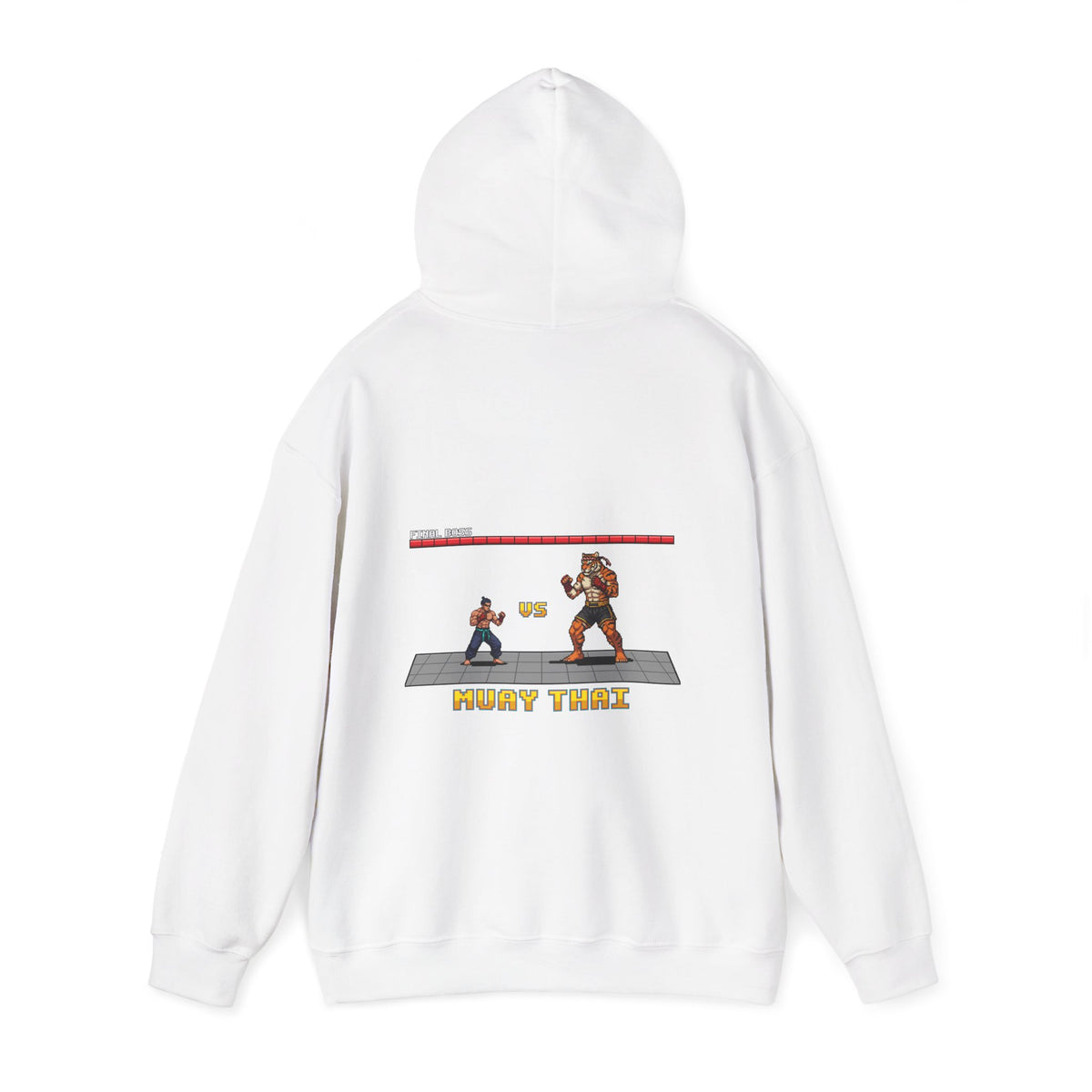 Muay Thai Hoodie - Final Boss Tiger - Retro Pixel Art Hoodie