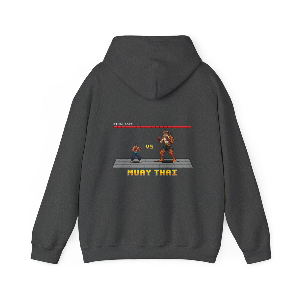Muay Thai Hoodie - Final Boss Tiger - Retro Pixel Art Hoodie