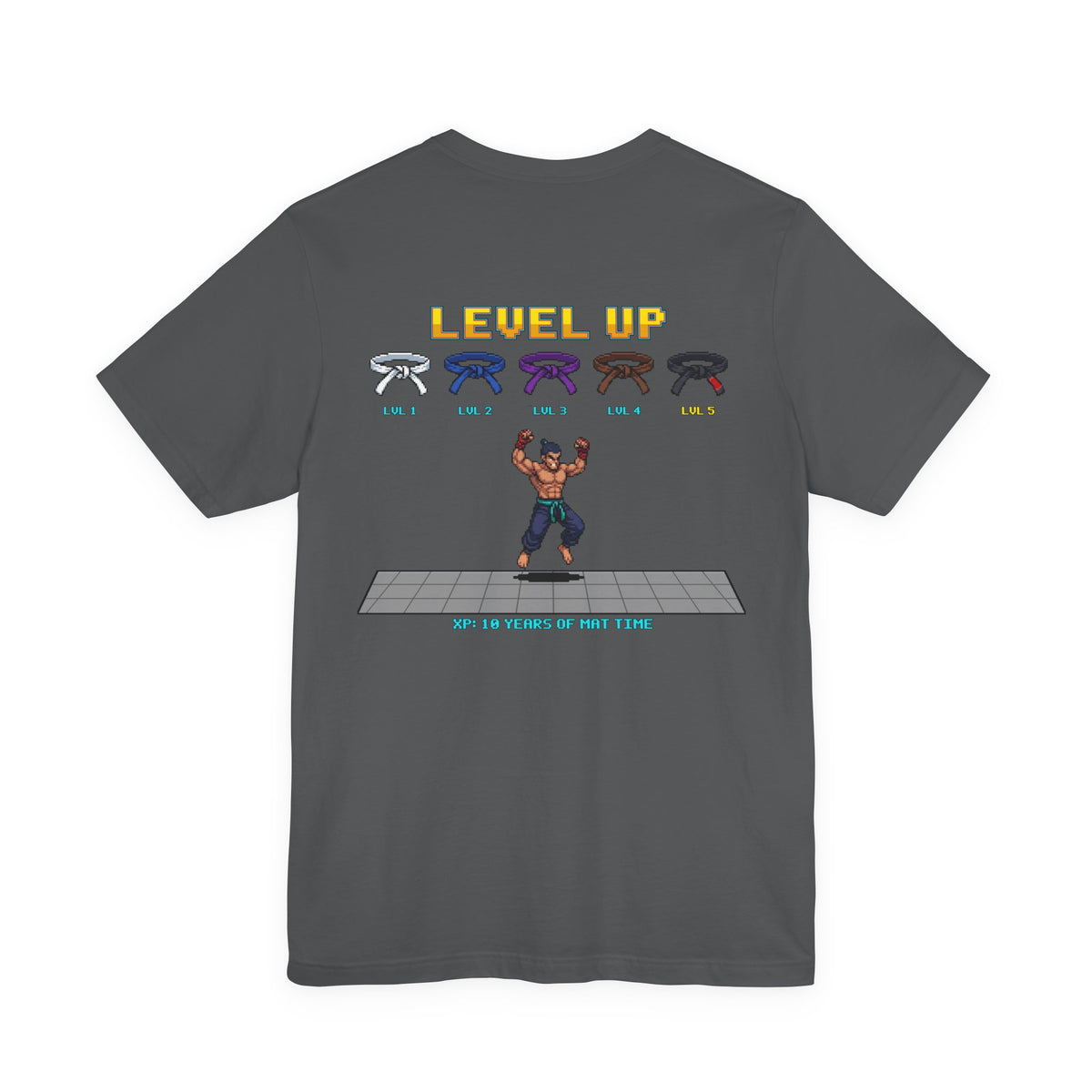 BJJ Shirt - Level Up Belt Ranks - Retro Pixel Art Tee